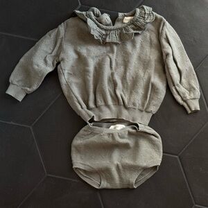Quincy Mae Sage Green Knit Sweater and Bloomers Set